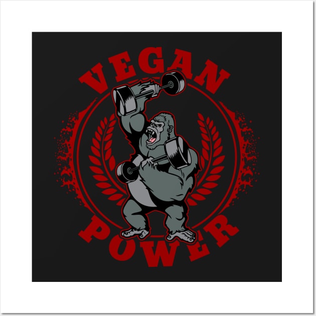 Vegan Power Bodybuilder Gorilla Wall Art by RadStar